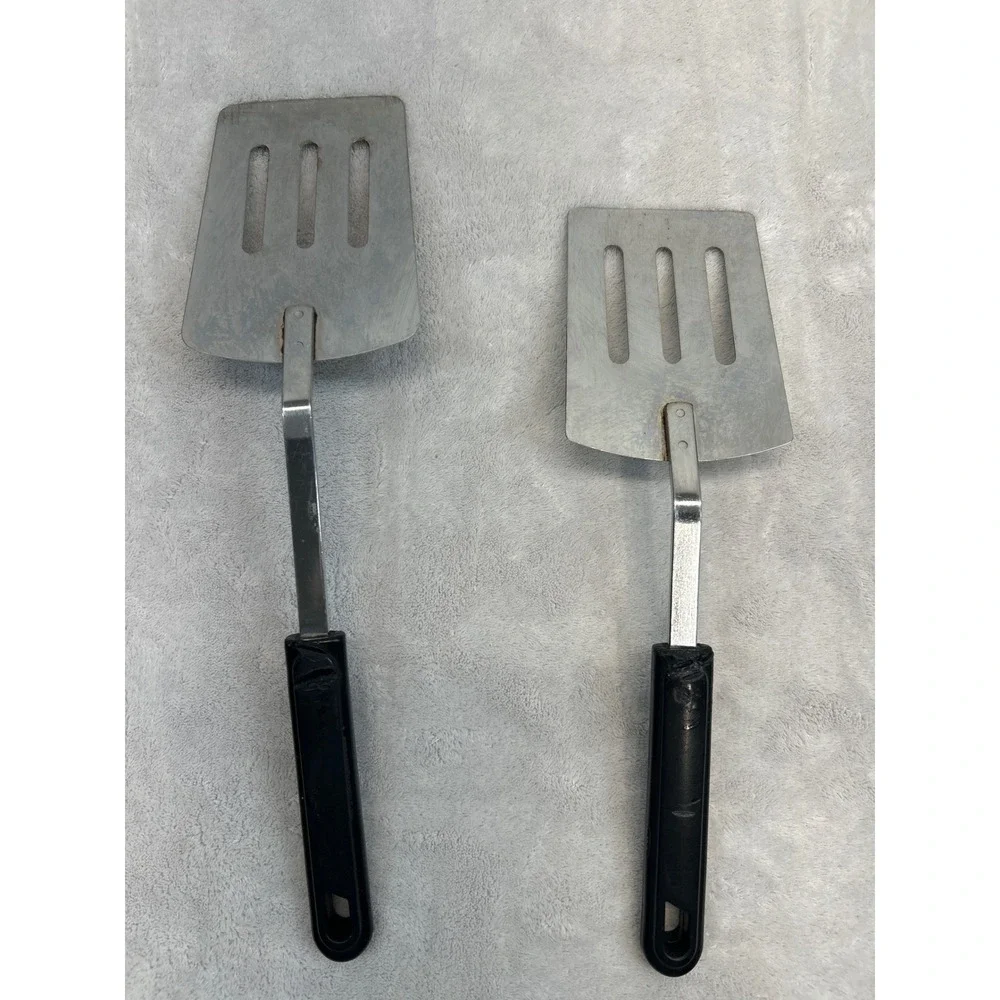 Vtg Good Cook Spatula Black Handle Slotted Stainless Steel Turner 2pc Utensils